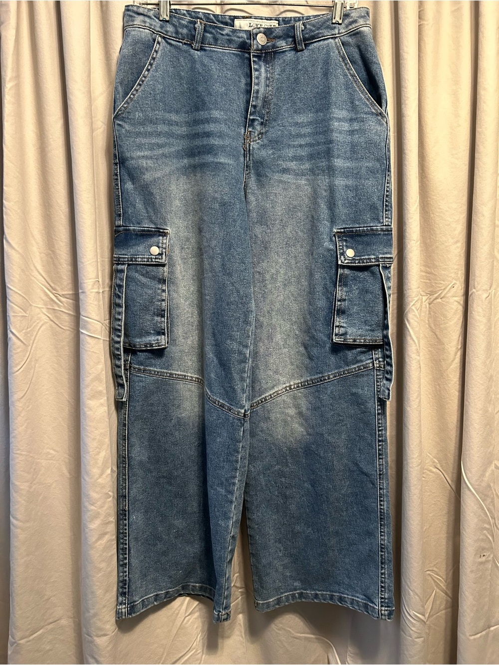 Love Cult Blue Wide-Leg Cargo Jeans
